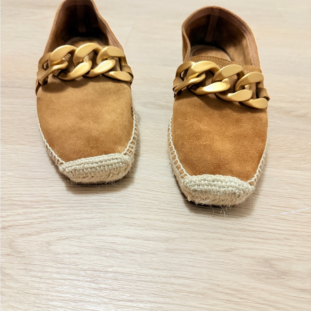 Maypol Tan Suede Gold Chain Espadrille Loafers EU 38 Made in Spain - Picture 2 of 15